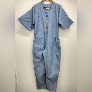 Vintage Ariel New York size Large Women’s Blue Turtle Embroidered Jumpsuit
